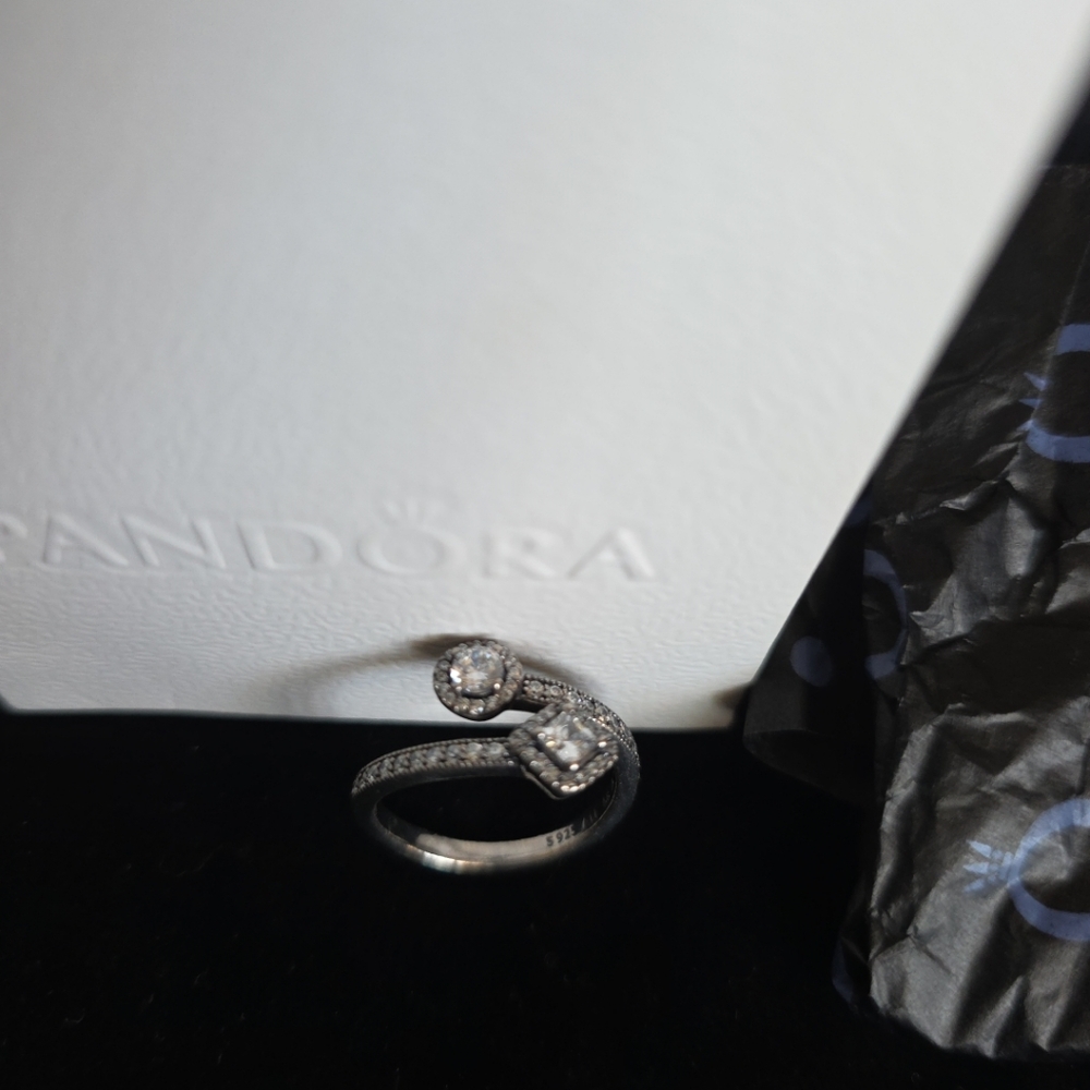Pandora Sterling Silver Abstract Elegance Clear CZ Ring 191031  Sz 8/57 Retired